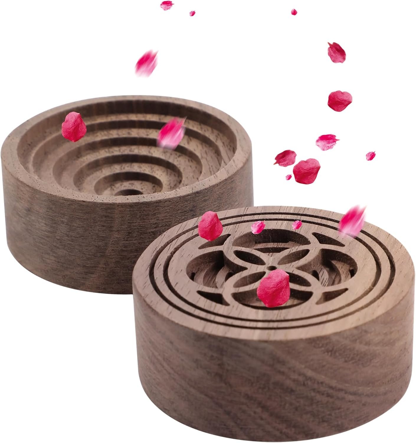 2 PCS Wooden Essential Oil Diffuser, Walnut Wood Diffuser, Aromatherapy Diffuser, Small Round Diffuser for Home, Offices, Cars, Yoga Rooms, Sauna Rooms, SPA Centers