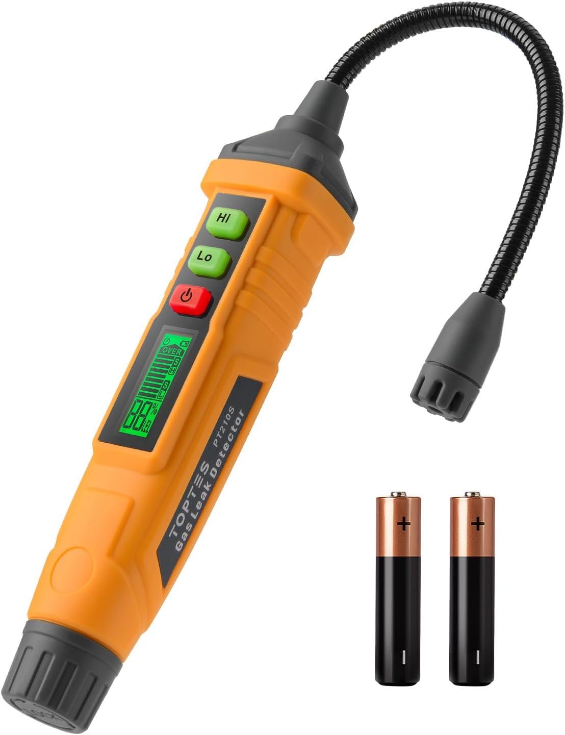 TopTes PT210S Gas Leak Detector, Natural Gas Detector with 4-inch Probe, Propane Leak Detector Locating Combustible Gases Like Natural Gas, Methane for Home, Measures%LEL (Incl. Batteries) – Orange