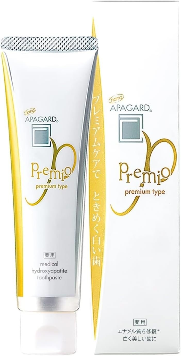 APAGARD® PREMIO, Sangi’s Nano-Hydroxyapatite Toothpaste for Naturally Whiter Teeth, No Fluoride, For family use, 105g / 3.7 Oz, Double Mint, Pack of 2