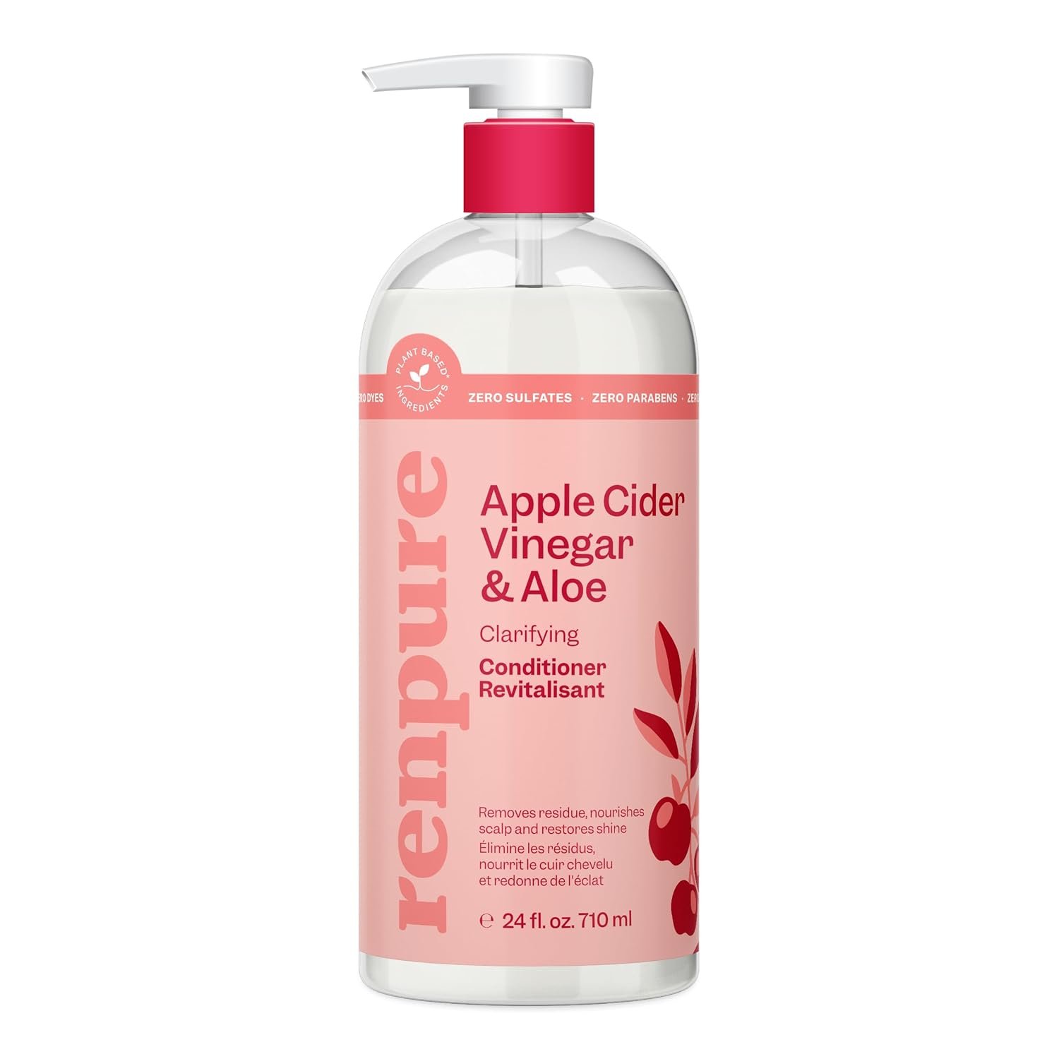 RENPURE Apple Cider Vinegar & Aloe Clarifying Conditioner, Dull Hair, 24oz
