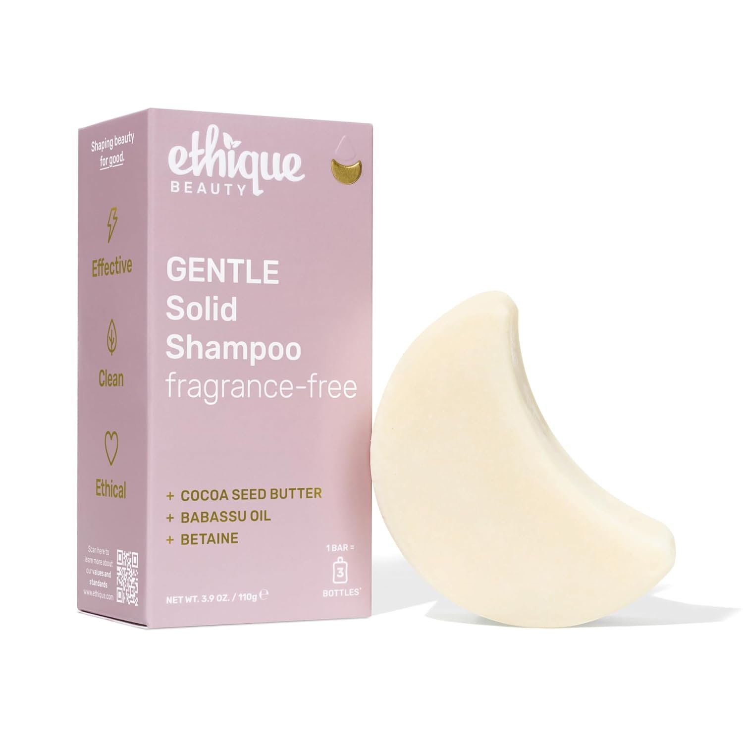 Ethique Gentle Unscented Solid Shampoo Bar with Cocoa Butter, 3.88 oz