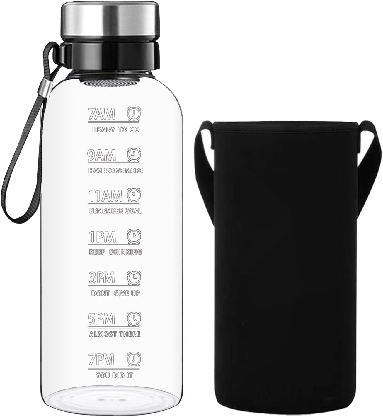 64 OZ Glass Water Bottle, Large Borosilicate Glass Drinking Bottles