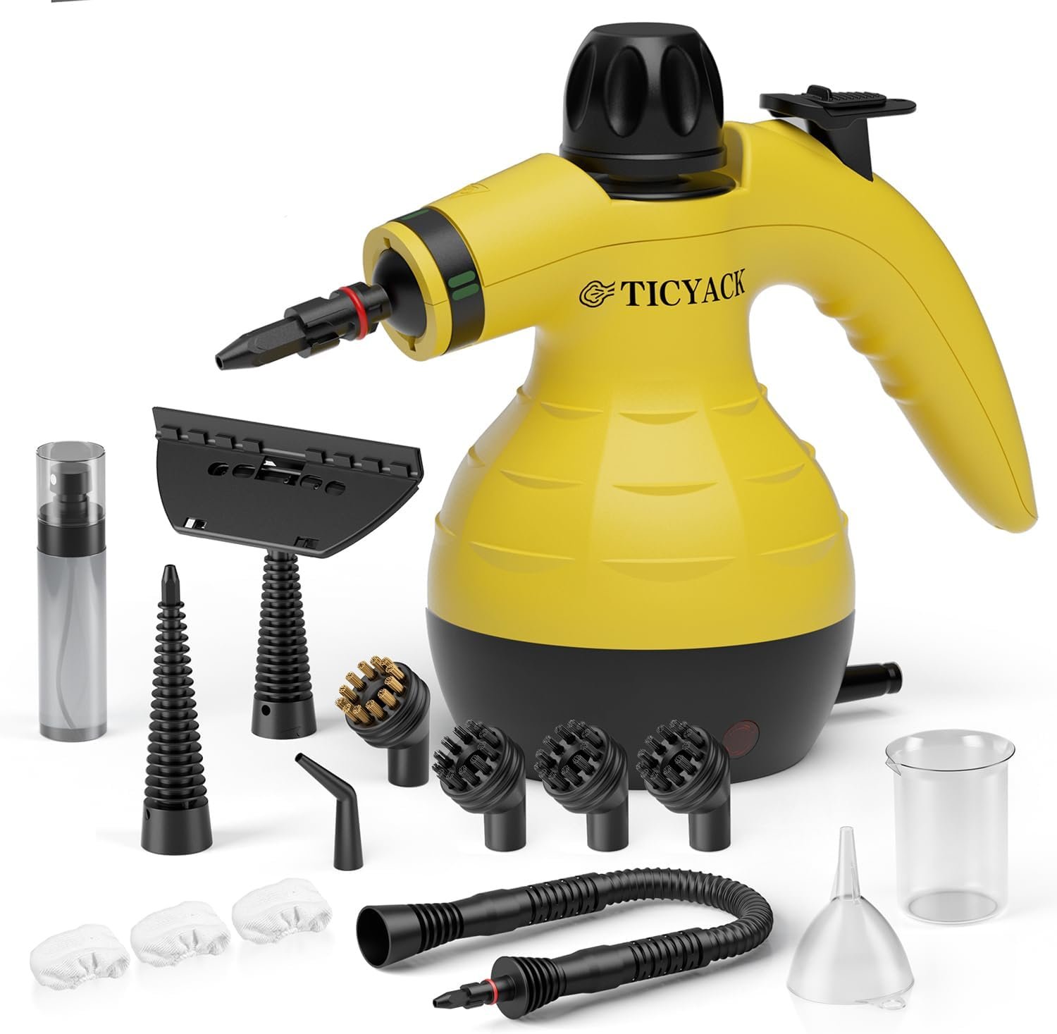 TICYACK Handheld Steam Cleaner with 16 Accessories & Safety Lock, Yellow