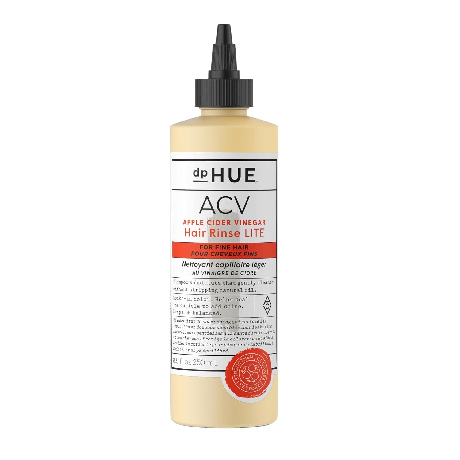 dpHUE Apple Cider Vinegar Hair Rinse Lite, 8.5 oz – Shampoo Alternative, Scalp Cleanser & Post Workout Rinse – Won’t Weigh Fine Hair Down – Removes Buildup & Sweat