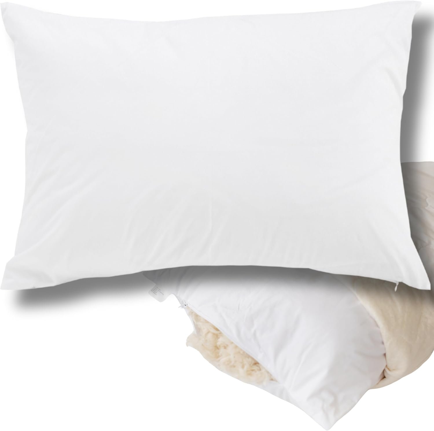 MINICAMP Kapok & Natural Latex Sleeping Pillow for Bed — Organic Cotton Cover Included, Cooling & Adjustable Loft for Side, Back & Stomach Sleepers (Plain White, Queen)