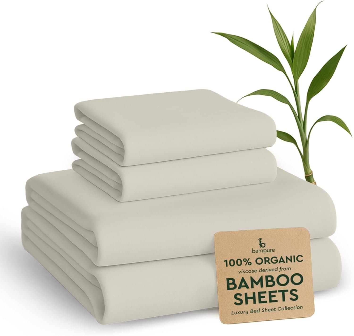 BAMPURE 100% Rayon from Bamboo Sheets Queen Size – 4pc Cooling Sheets Queen