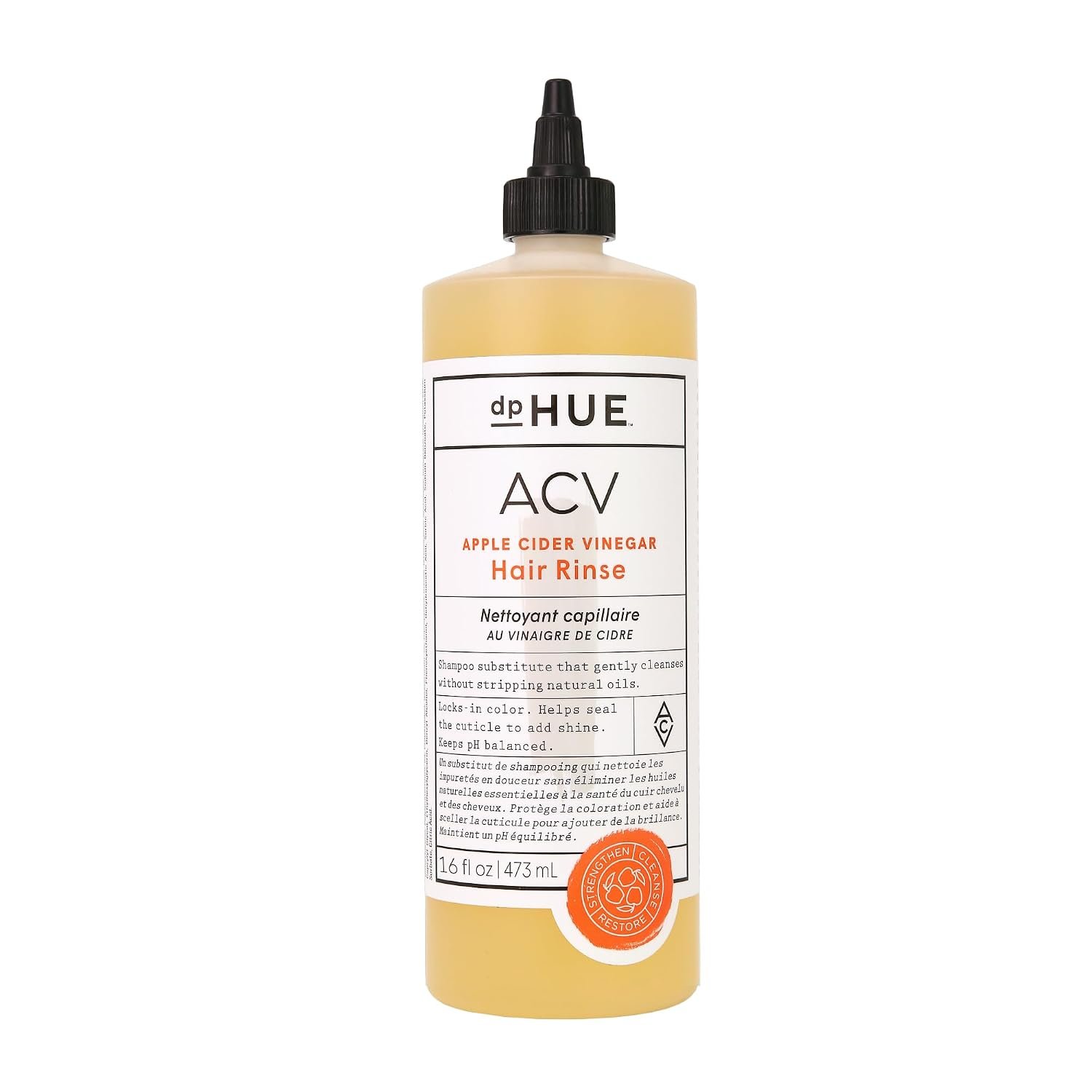 dpHUE Apple Cider Vinegar Hair Rinse, 16 oz – Shampoo Alternative, Scalp Cleanser & Post Workout Rinse – Removes Buildup & Sweat – Protects Natural Hair Oils