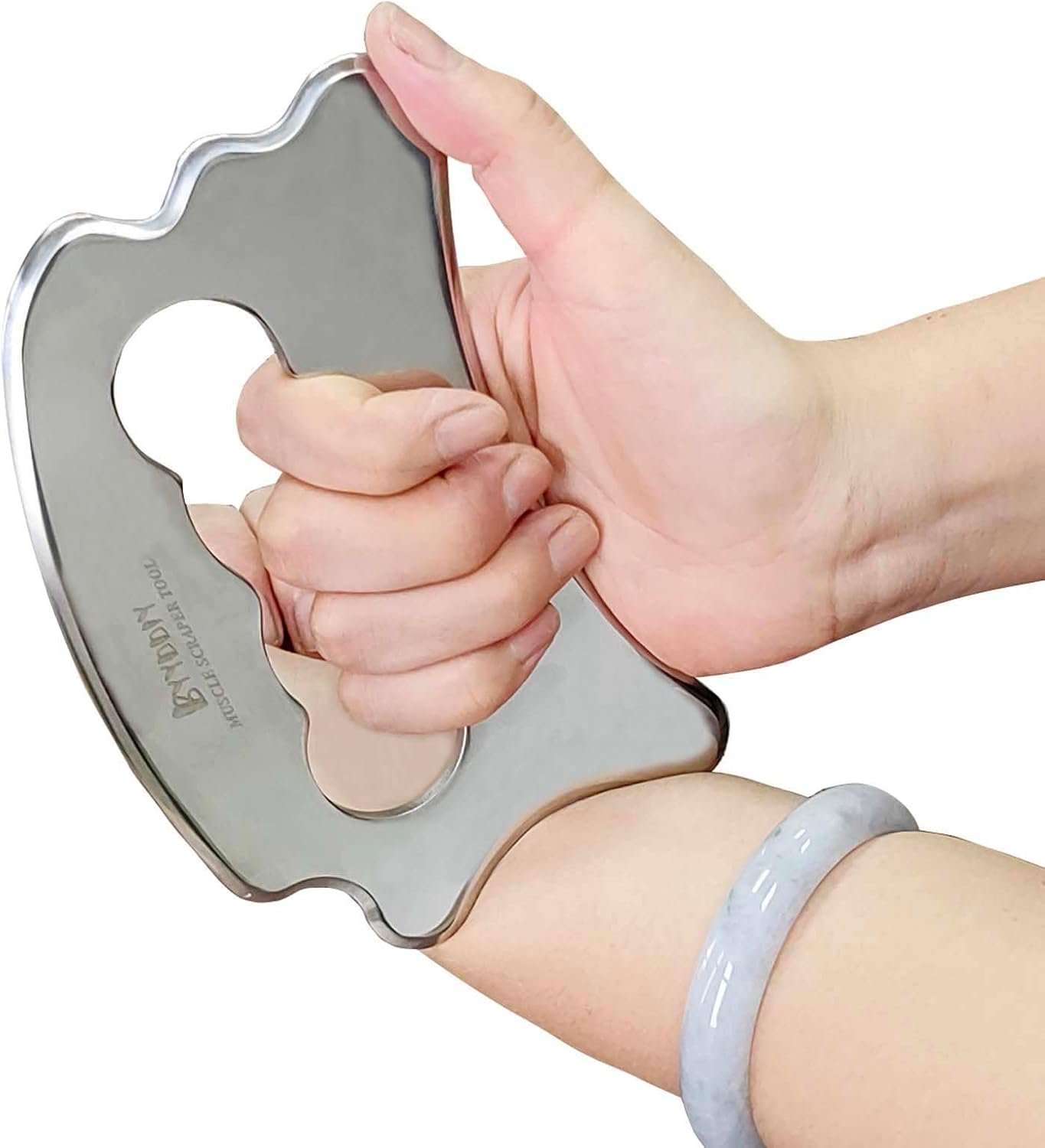 BYYDDIY Stainless Steel Massage Scraper Tool for Large Hands, Derma Edge Massage Tools,Gua Sha Scraping Tool for Physical Therapy,Muscle Scraper Tool (N)