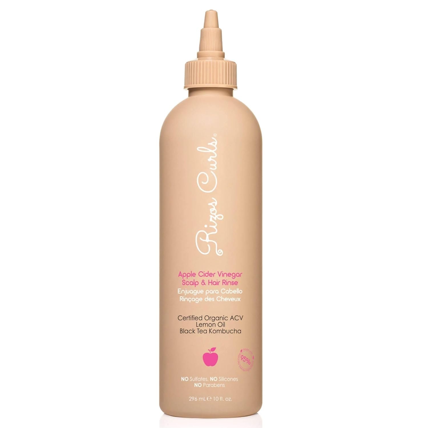 Rizos Curls Apple Cider Vinegar Scalp & Hair Rinse, Clarifies to Remove Product Buildup, Balance Oils, Revive Hair & Scalp, Enhances Softness & Shine, 10 oz