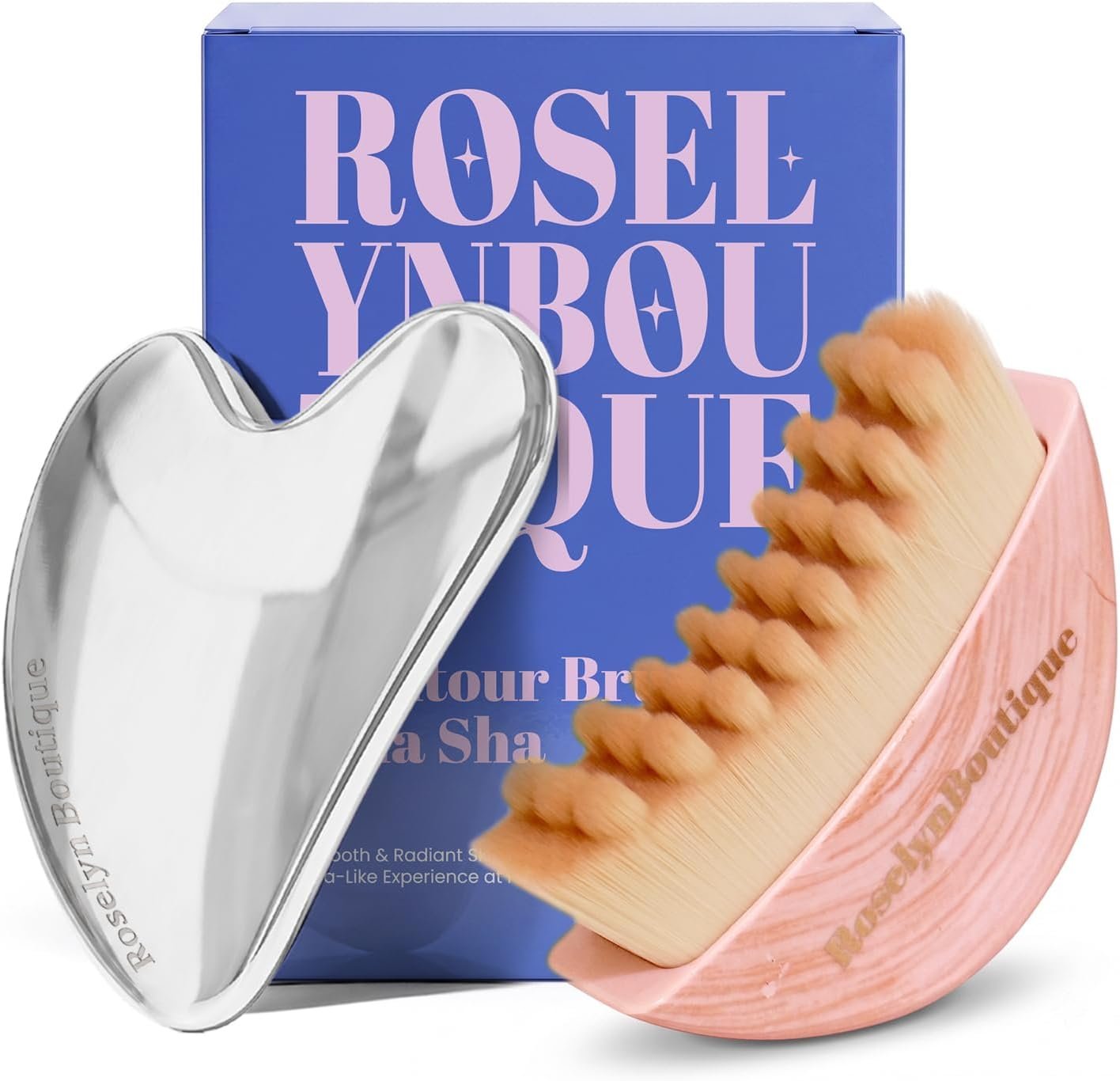 ROSELYNBOUTIQUE Lymphatic Contour Face Brush & Gua Sha Facial Tools