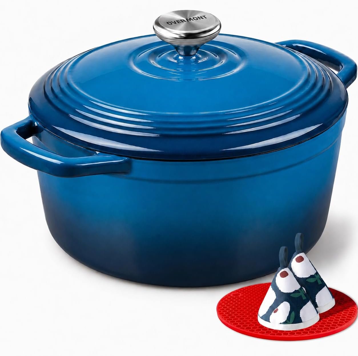 Overmont Enameled Cast Iron Dutch Oven – 5.5QT Pot with Lid Cookbook