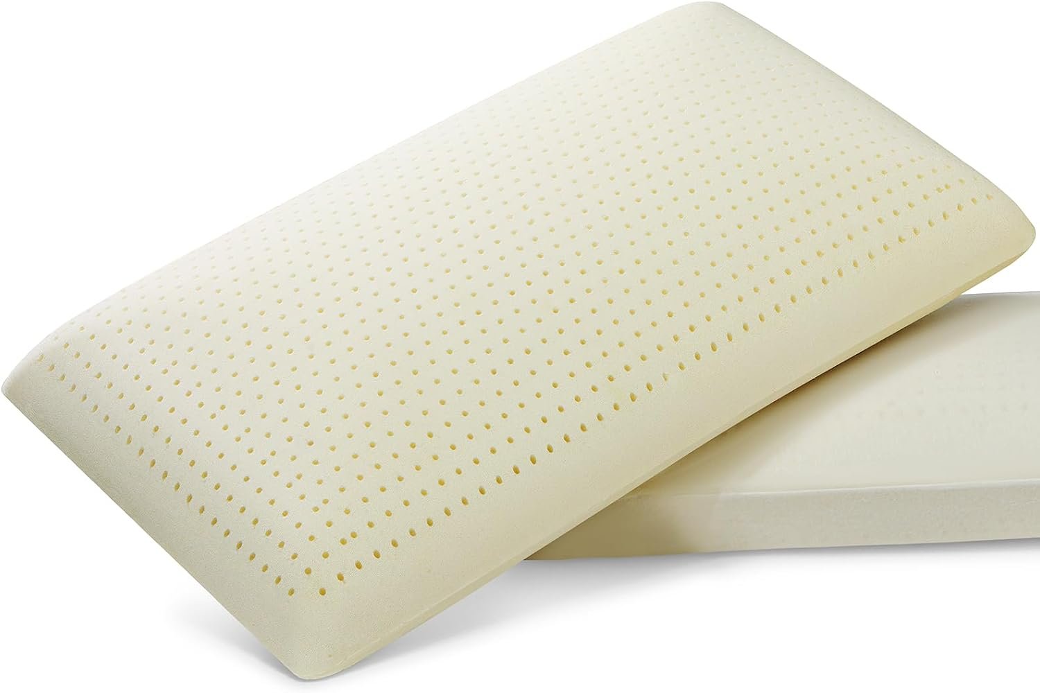 100% Natural Talalay Latex Pillow, Luxury Support Sleeping Bed Pillow for Side, Back, and Stomach Sleepers, Removable Breathable Cotton Cover, Standard (Medium 6.2”H)