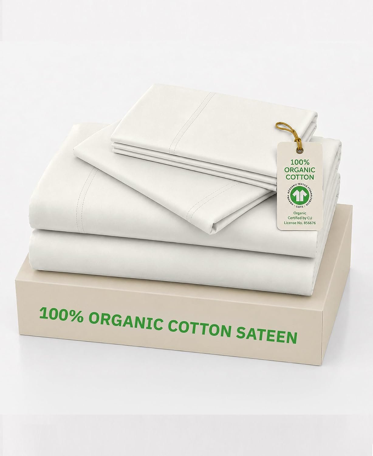 California Design Den Soft 100% Organic Cotton King Bed Sheets, Soft Cream