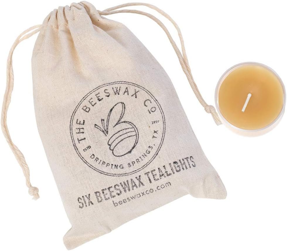 The Beeswax Co Tea Light Beeswax Candles – Natural Honey Scented – for Home – Long-Lasting & Eco-Friendly – Cotton Wick – Slow Burning – Hand Poured Pure Organic Bees Wax – Set of 6 Tealights (Clear)