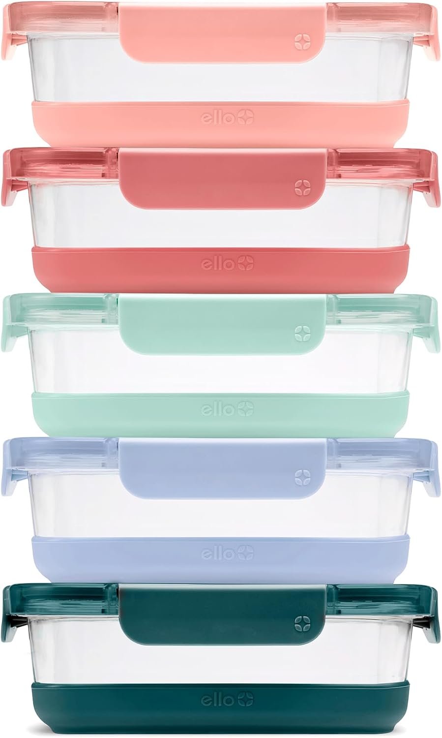 Ello Duraglass Refresh 3.4 Cup Meal Prep Containers, 10 Pc, Melon