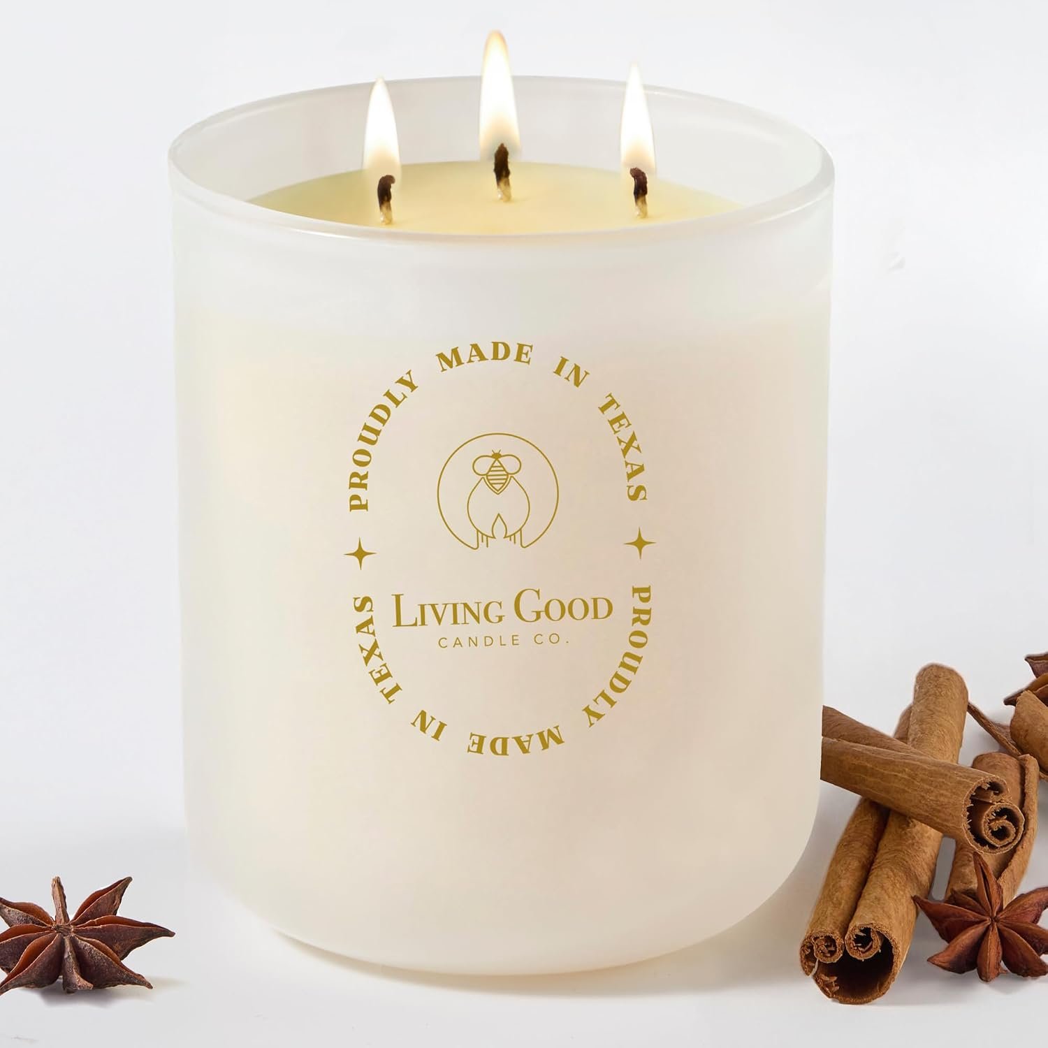 Fall Fresh Cinnamon Bark Essential Oil – Warm & Spicy Pure Beeswax Candle – 90+ Hours Long Burning – Non-Toxic Scented Candles for Autum Home Decor & Aromatherapy for Anxiety Relief – Natural – 15 OZ