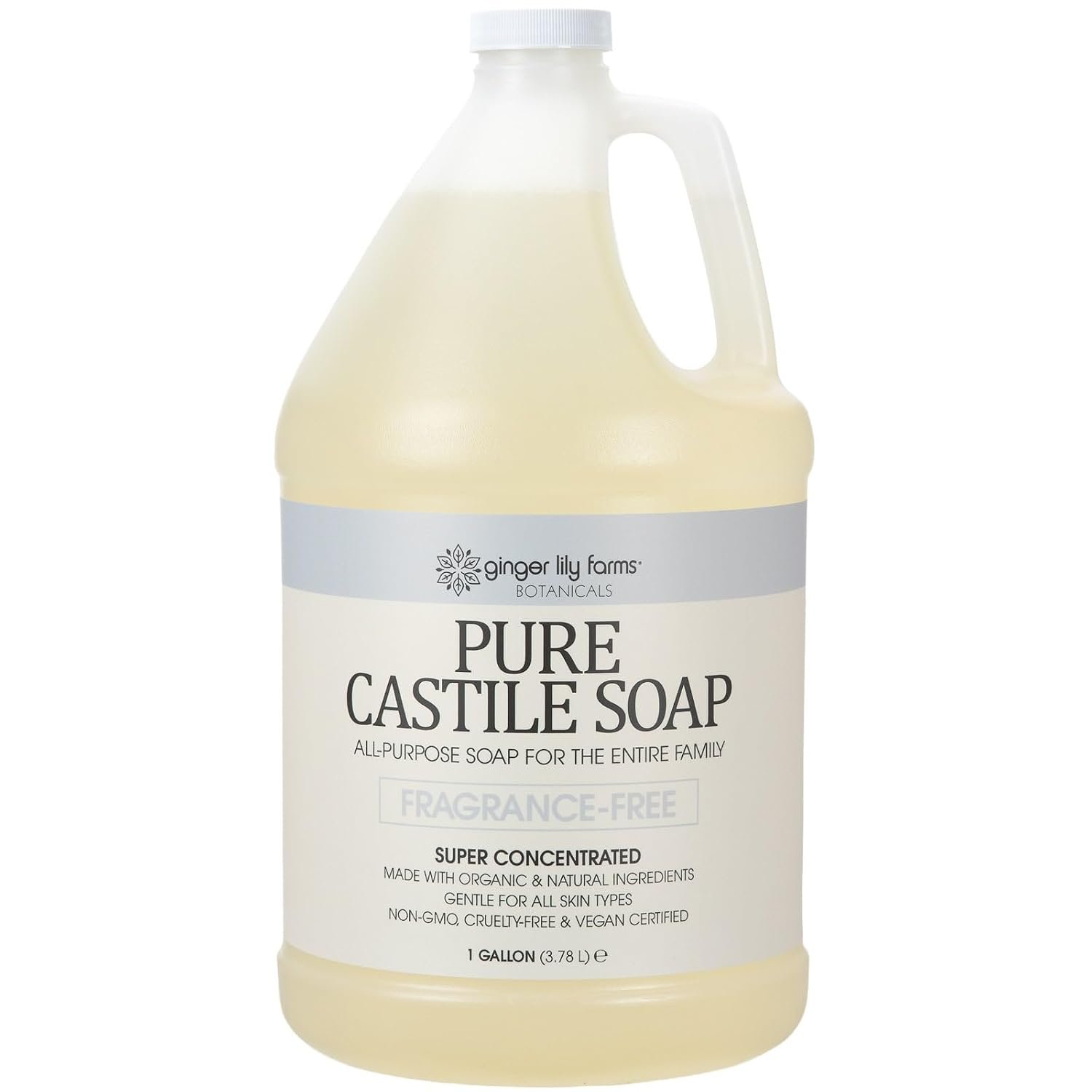 Ginger Lily Farms Pure Castile All-Purpose Soap, 128oz, Fragrance Free