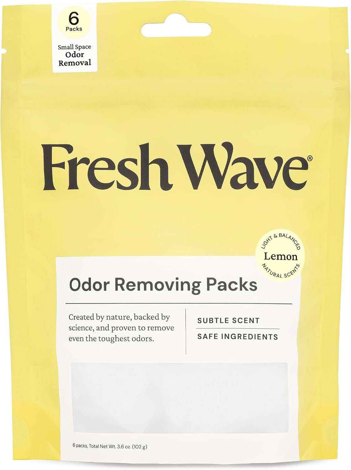 Fresh Wave Odor Eliminator Packs, 6-Pk for Small Spaces & Closets, Lemon