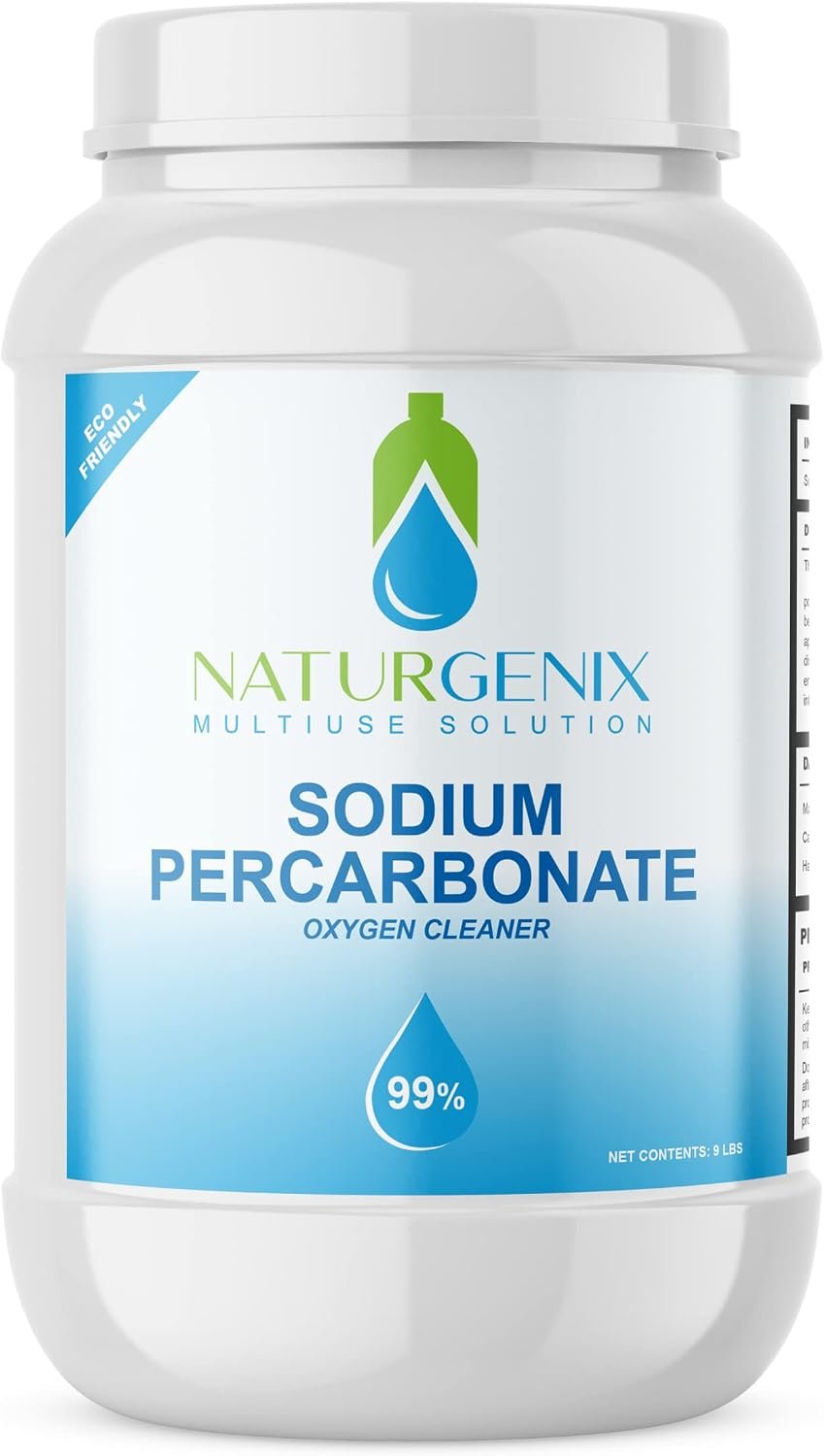Sodium Percarbonate Powder 99% Purity – Oxygen Bleach, Hydrogen Peroxide Release Cleaner for Laundry, Dishwasher, Deodorizing & Stain Removal, Multi-Surface Use, Color-Safe (18 lbs)