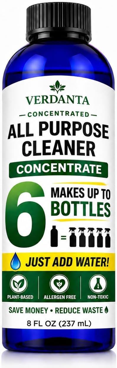 All Purpose Cleaner Concentrate | Makes 6 Bottles | Plant-Based, Non-Toxic, Allergen-Free | Safe for Kids & Pets | Eco-Friendly Multi-Surface Cleaning Spray (8 fl oz)