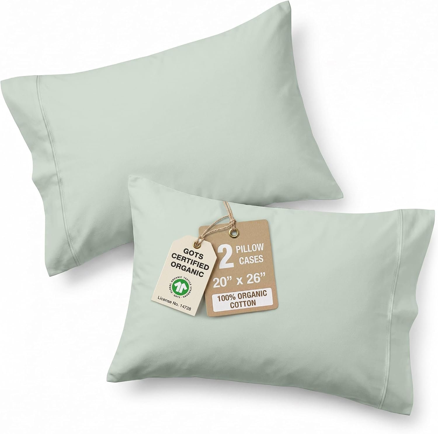 LANE LINEN 100% Organic Cotton Pillow Cases Standard Size Set of 2 (20″x26″) – Cotton Pillowcases Standard Size – Soft Light Blue Pillow Cases Set of 2 – Standard Pillow Case Pack of 2 – Cool Blue
