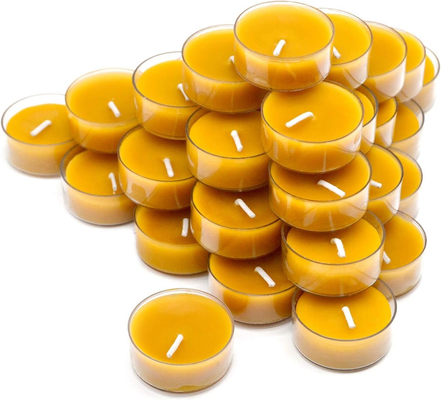 100% Pure Raw Beeswax Tea Lights Candles (Set of 48) Organic Hand Made