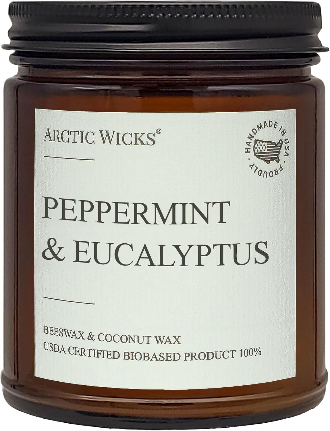 Arctic Wicks Peppermint & Eucalyptus Scented Candle, 9oz Coconut Beeswax