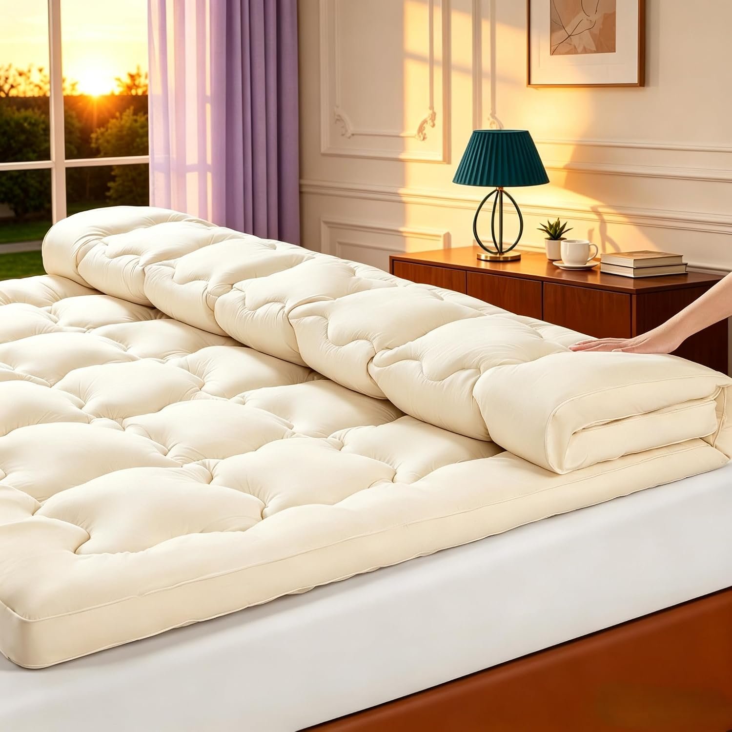 Luxury 60% Organic Wool + 40% Organic Cotton Mattress Topper Queen(60″x80″)