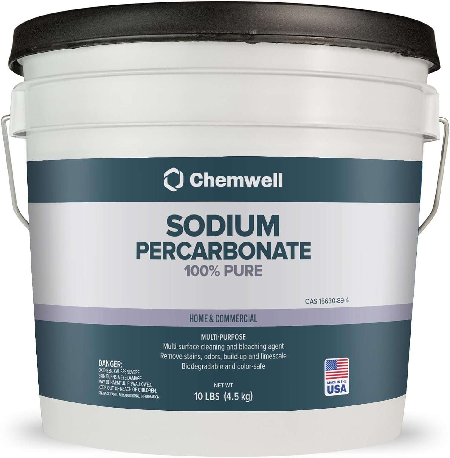 Chemwell Sodium Percarbonate (10 lbs) – 99.9% Pure Oxygen Bleach Powder | Scent-Free, No Additives, Powerful Cleaner for Laundry, Dishes, Decking & More