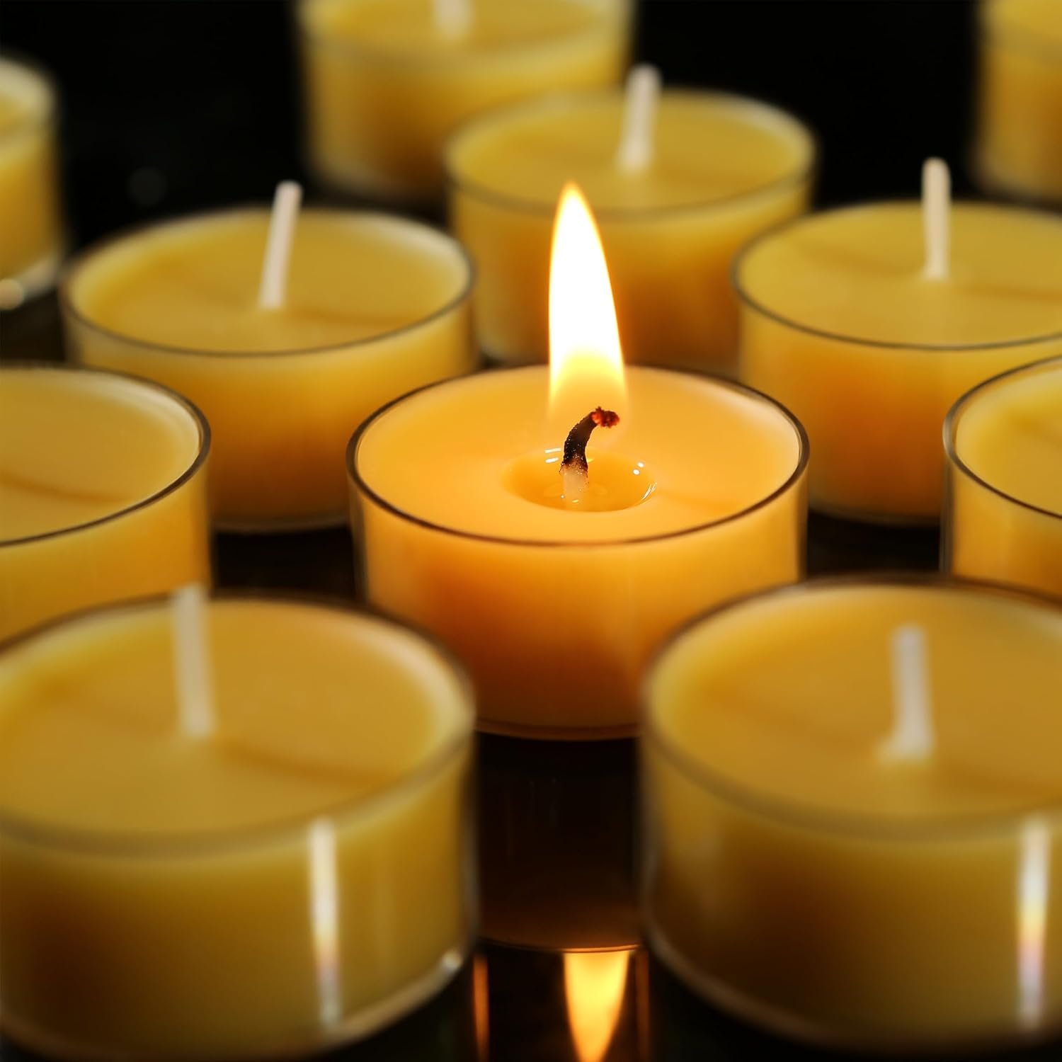 Beeswax Tea Lights Candles 25 Pack, 4 Hours Clean Burn