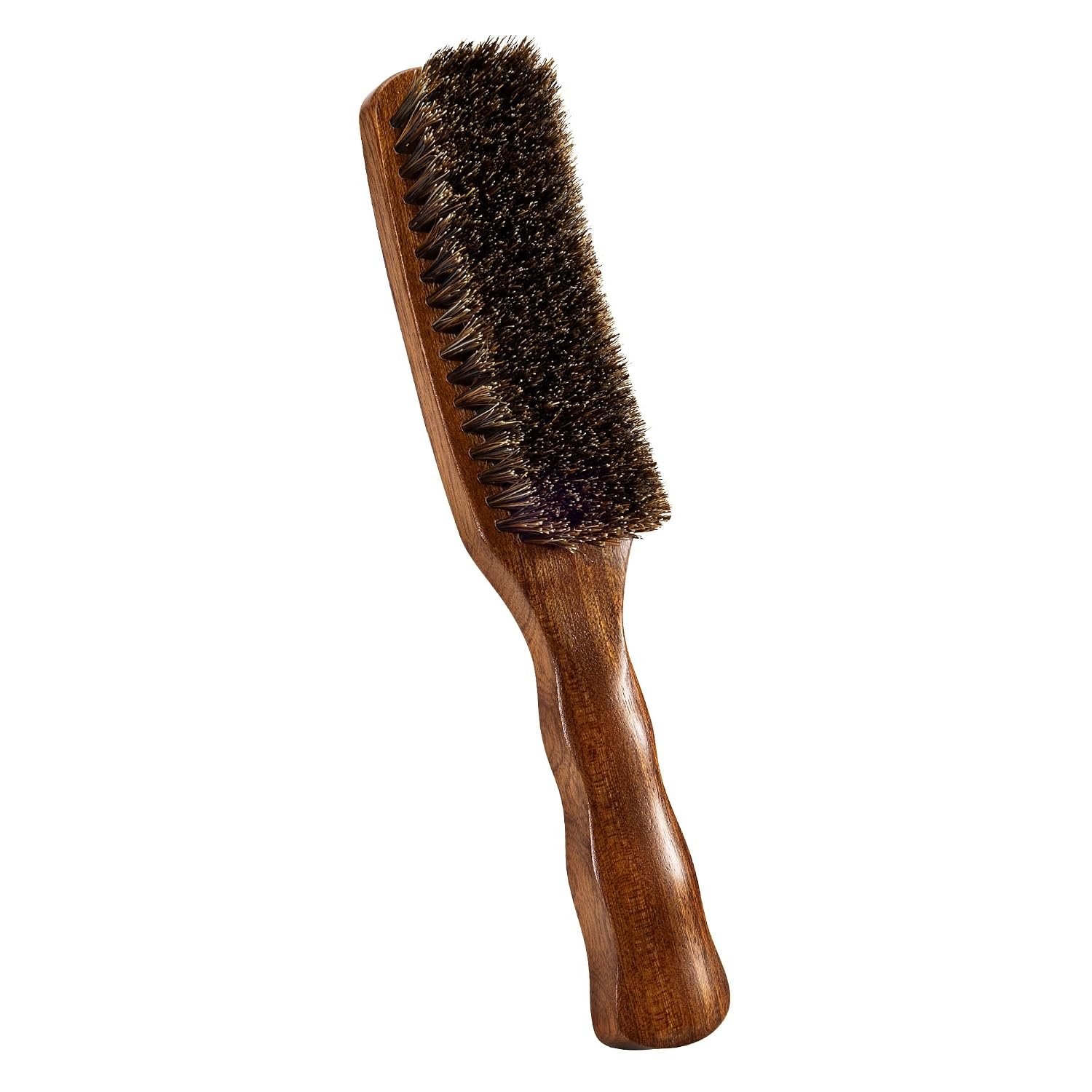 STYLEMATE Wild Boar Bristle Slick Back Hair Brush, Large Soft Bristle Hair Brushes for Thin & Fine Hair, Natural Sapele Wooden Handle Hairbrush for Women Men