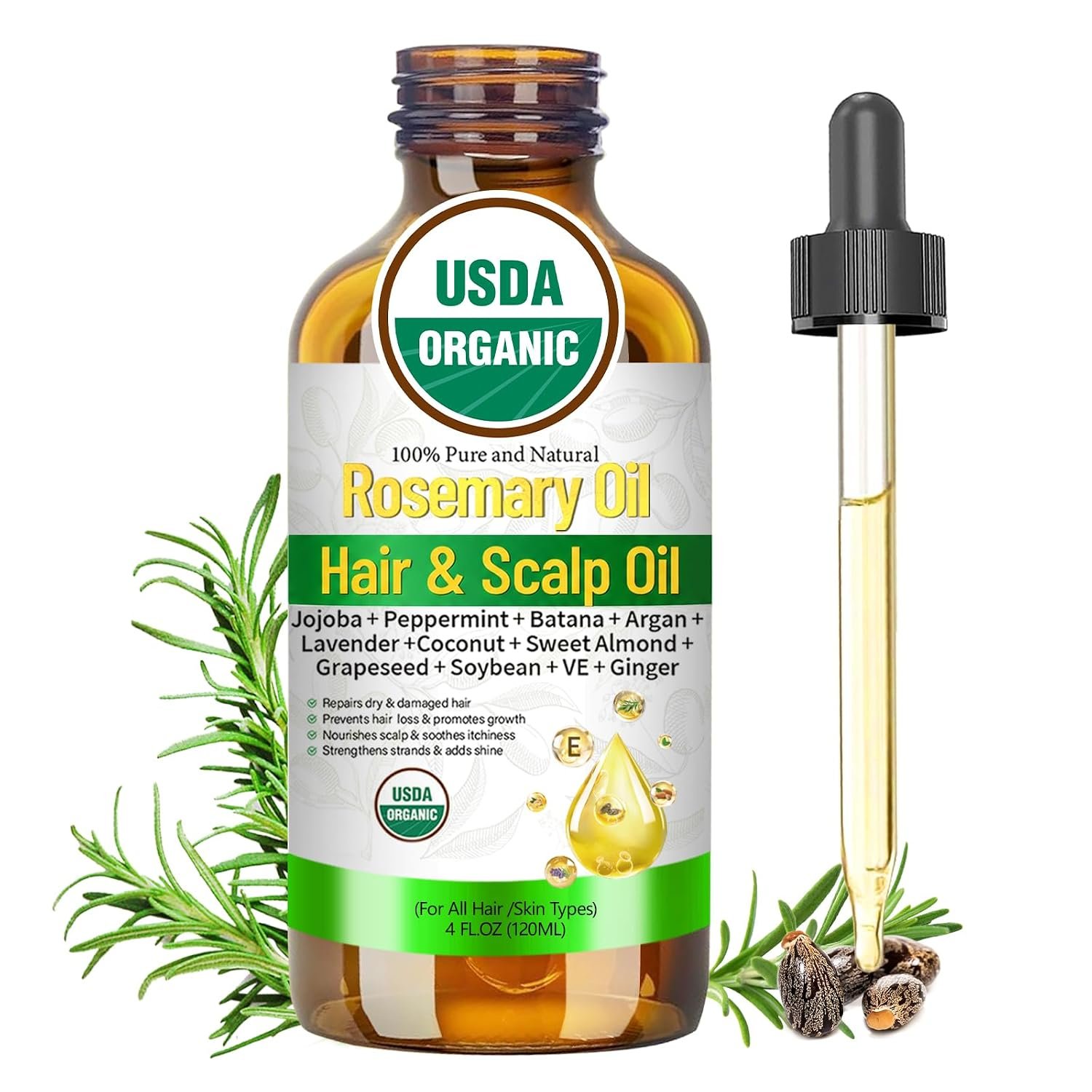 Organic Rosemary Oil with Castor Hair & Scalp Oil