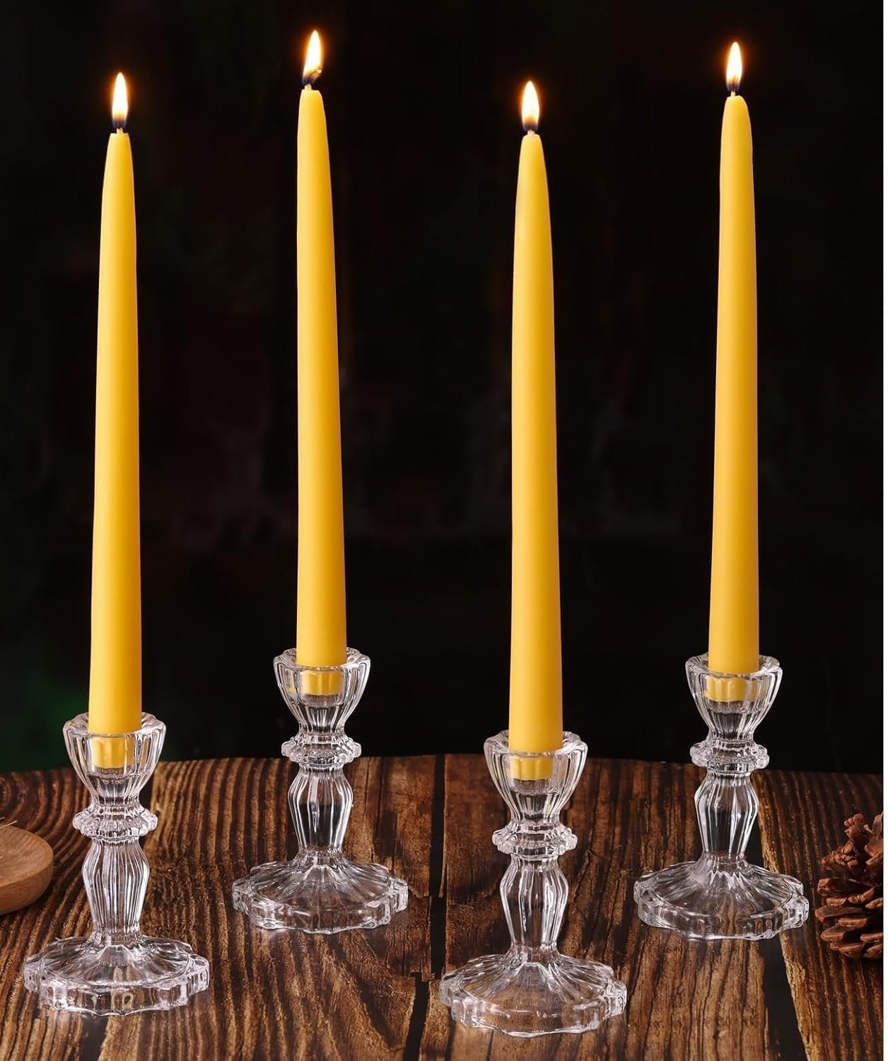 Beeswax Taper Candles 4 Pack, 10 Hours Long Burn Bee Wax Tapered Candles