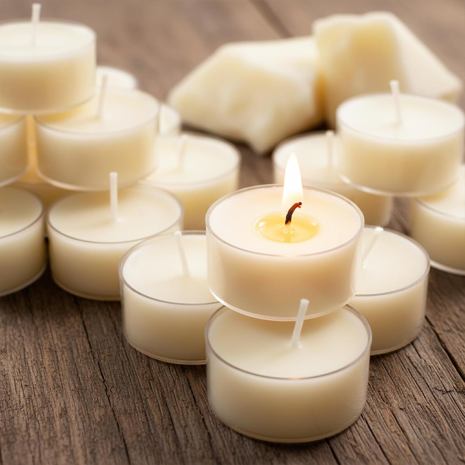 Beeswax Tea Lights Candles 16 Pack, 4 Hours Clean Burn