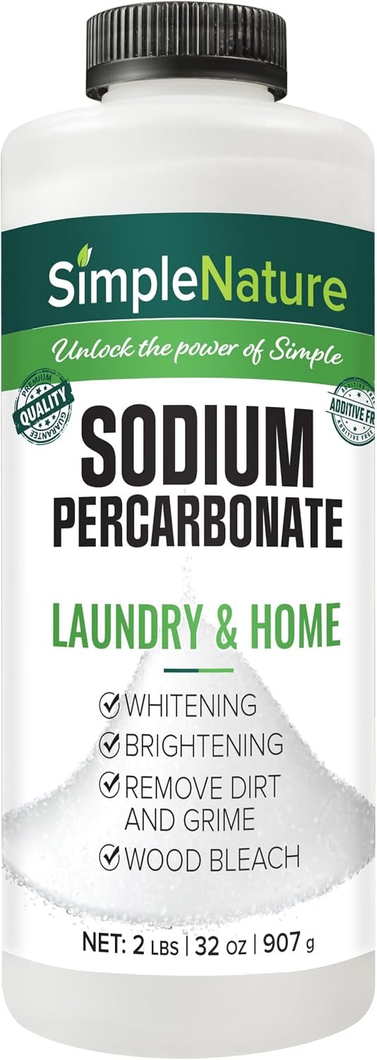 SimpleNature Sodium Percarbonate (2 lbs) – Versatile Scent-Free Cleaner for Home, Laundry, and Decking – Pure Oxygen Bleach – Convenient Container with Scoop