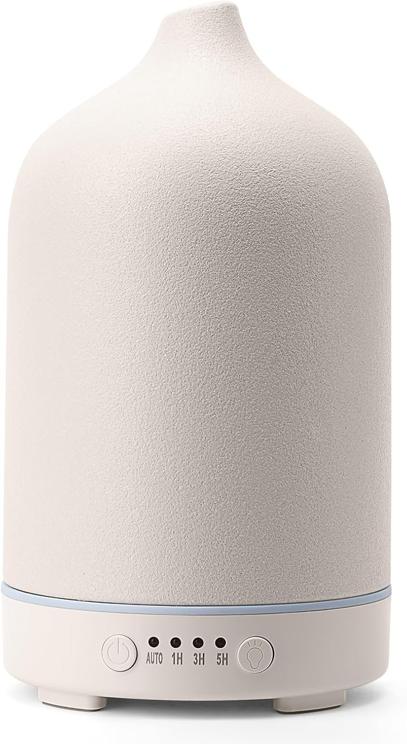 Diffuserlove Ceramic Diffuser 250ML Essential Oil Diffusers Aromatherapy Essential Oil Diffuser for Room Air Diffuser for Home Bedroom Stone Diffuser (White Big Size 250ml)