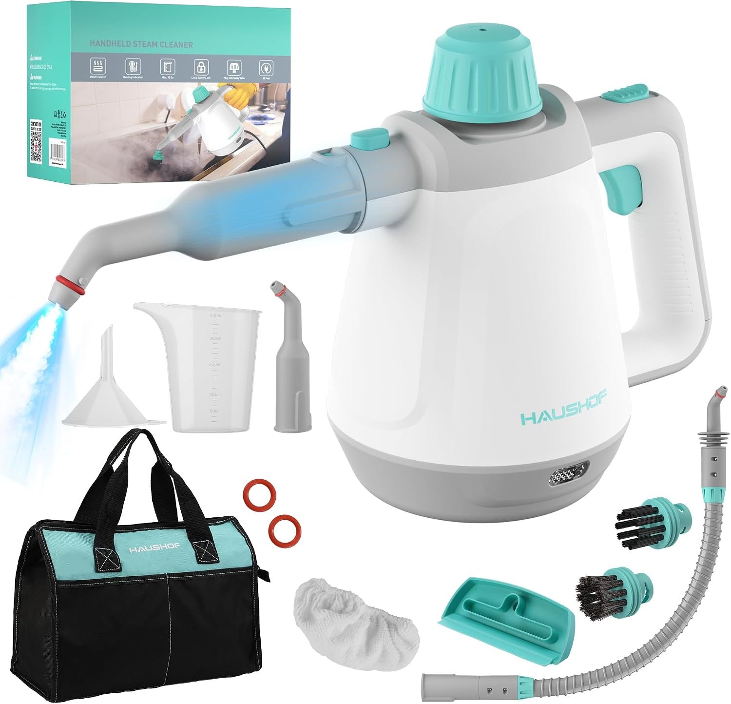 HAUSHOF Handheld Steam Cleaner, 11 pcs Accessories