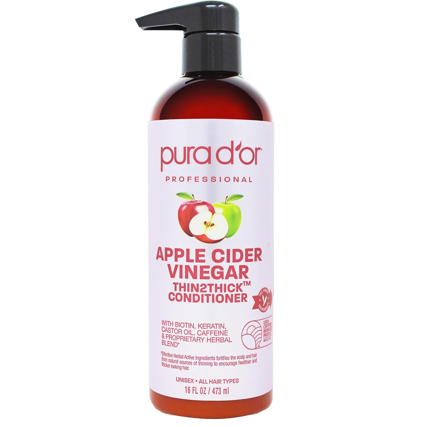 PURA D’OR Apple Cider Vinegar Conditioner for Frizz Control and Shine, 16oz