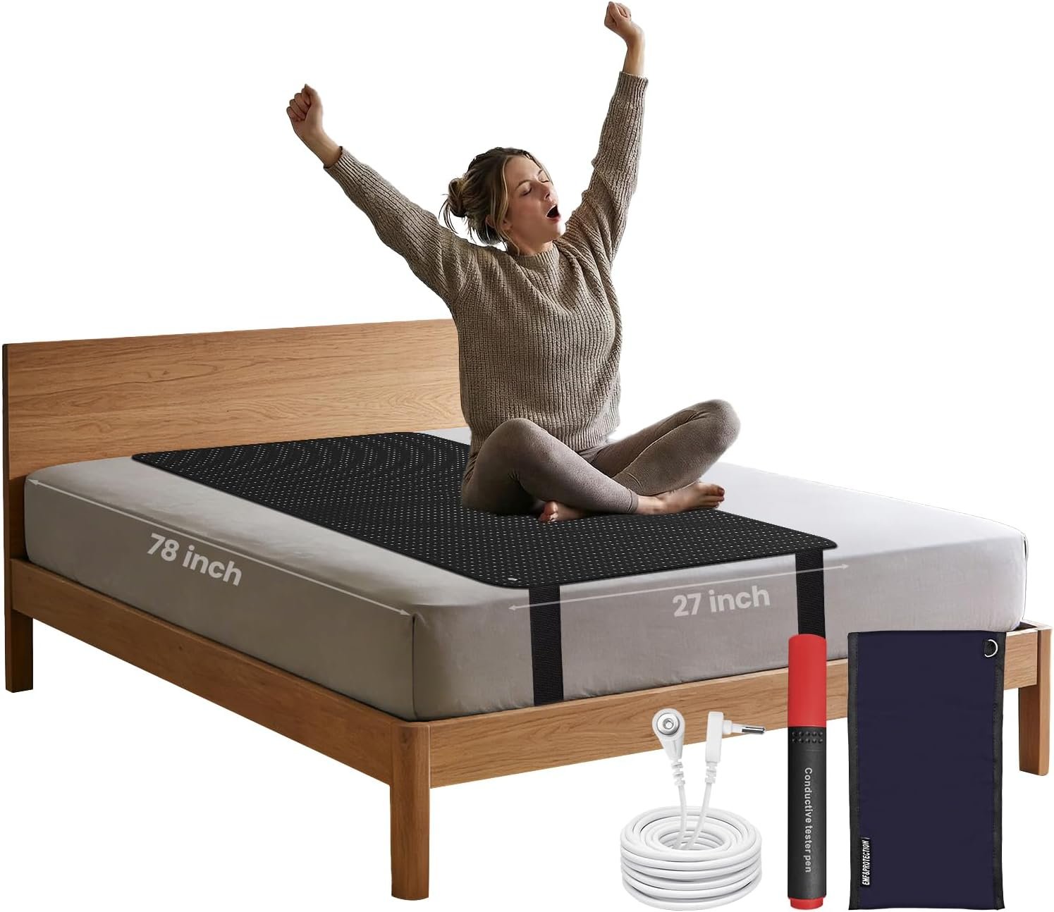 NIULAFR Grounding Mat for Bed, Conductive Grounding Mattress Pad