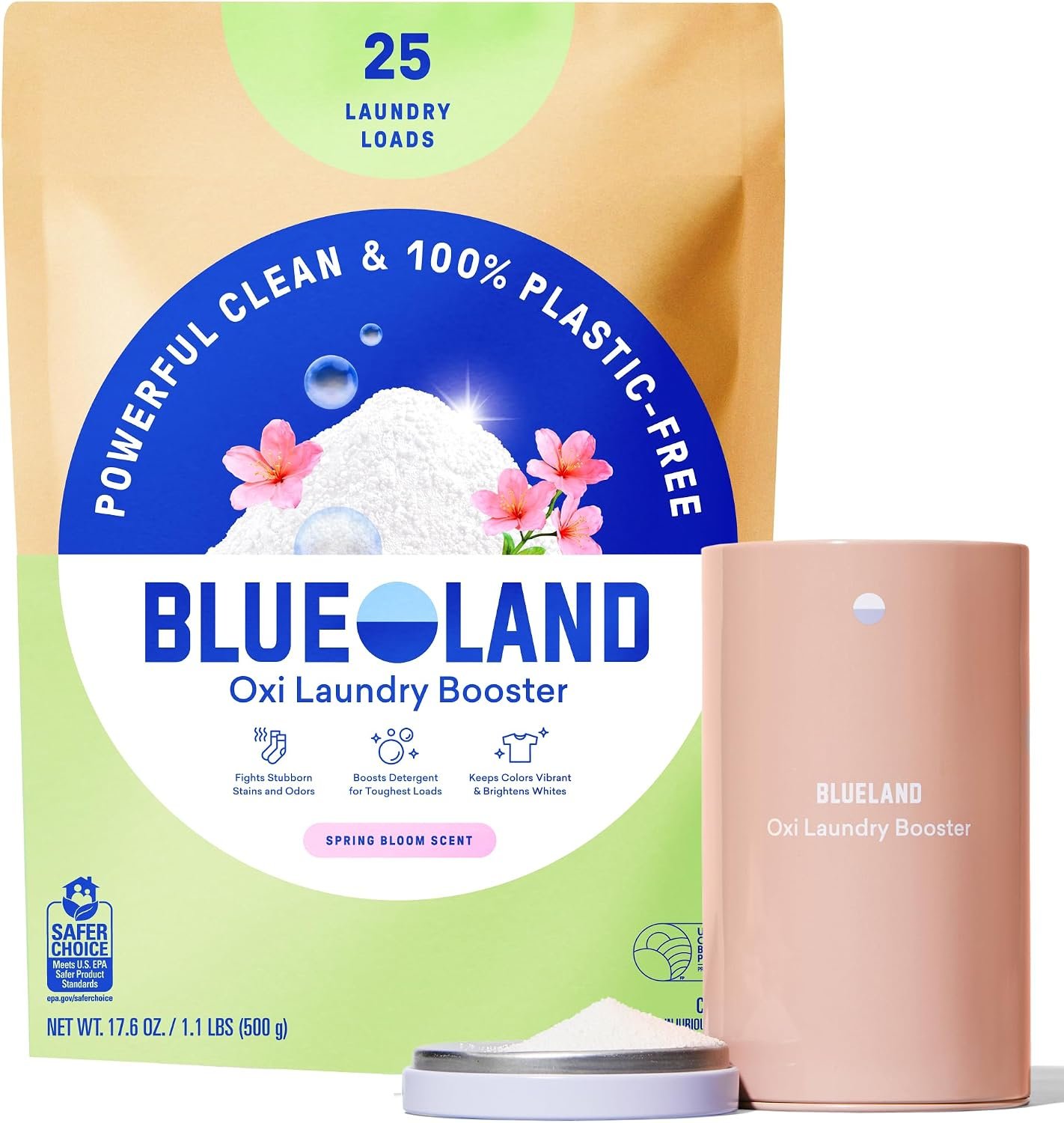 BLUELAND Oxi Laundry Booster Powder, Spring Bloom Scent, 17.6 oz