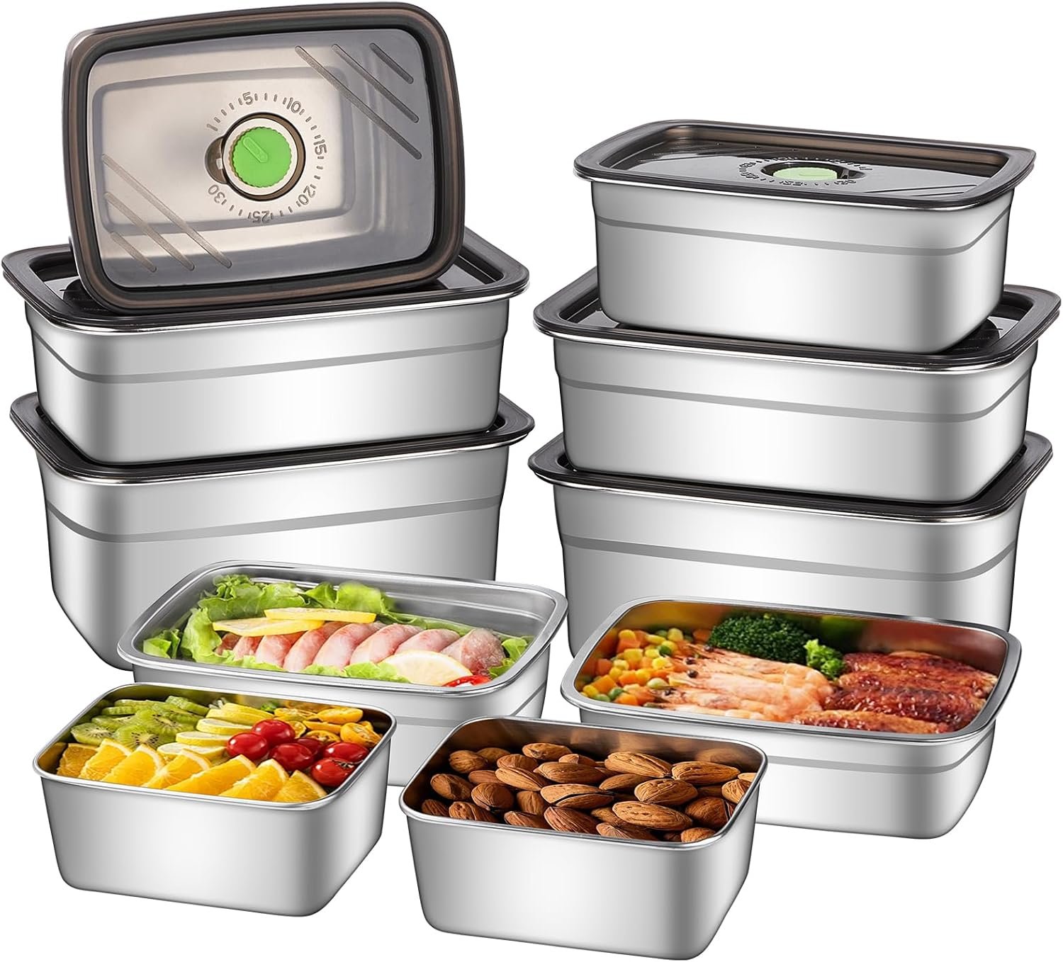 GIUOIDUO 10-Piece Stainless Steel Food Storage Container Set with Airtight Lids – Durable, Eco-Friendly Kitchen Organizers for Freshness & Convenience，Pantry, Dishwasher Safe (Various Sizes)