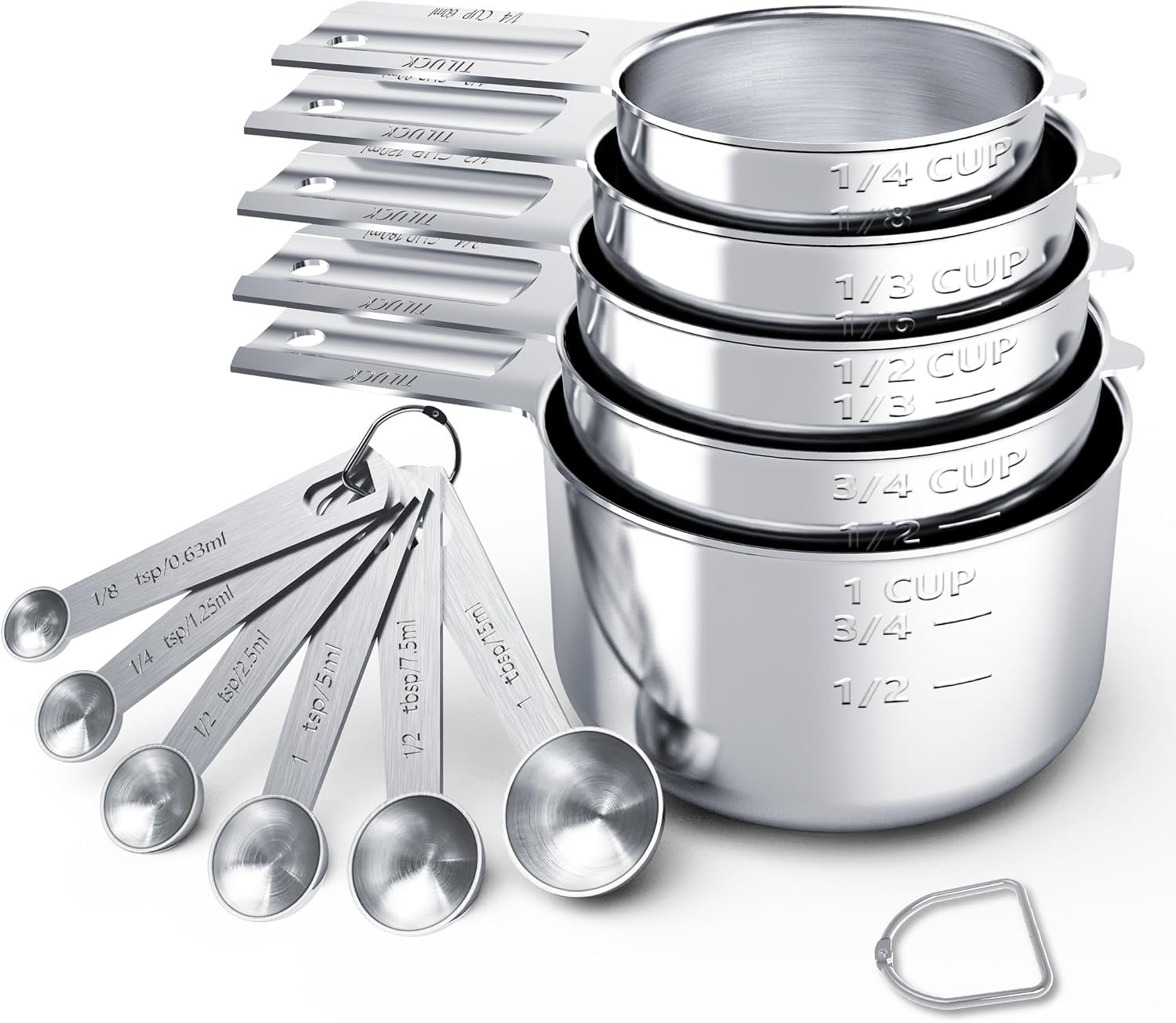 TILUCK Stainless Steel Measuring Cups & Spoons Set, Cups and Spoons