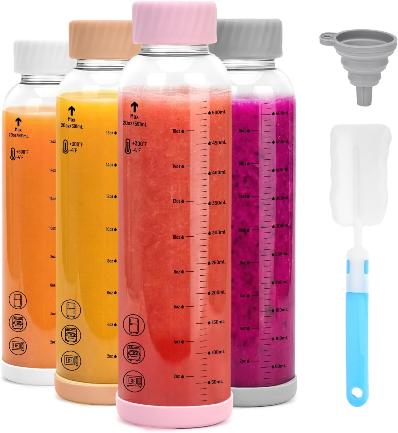 Zukro Borosilicate Glass Water Bottles with Stainless Steel Lid 20 oz