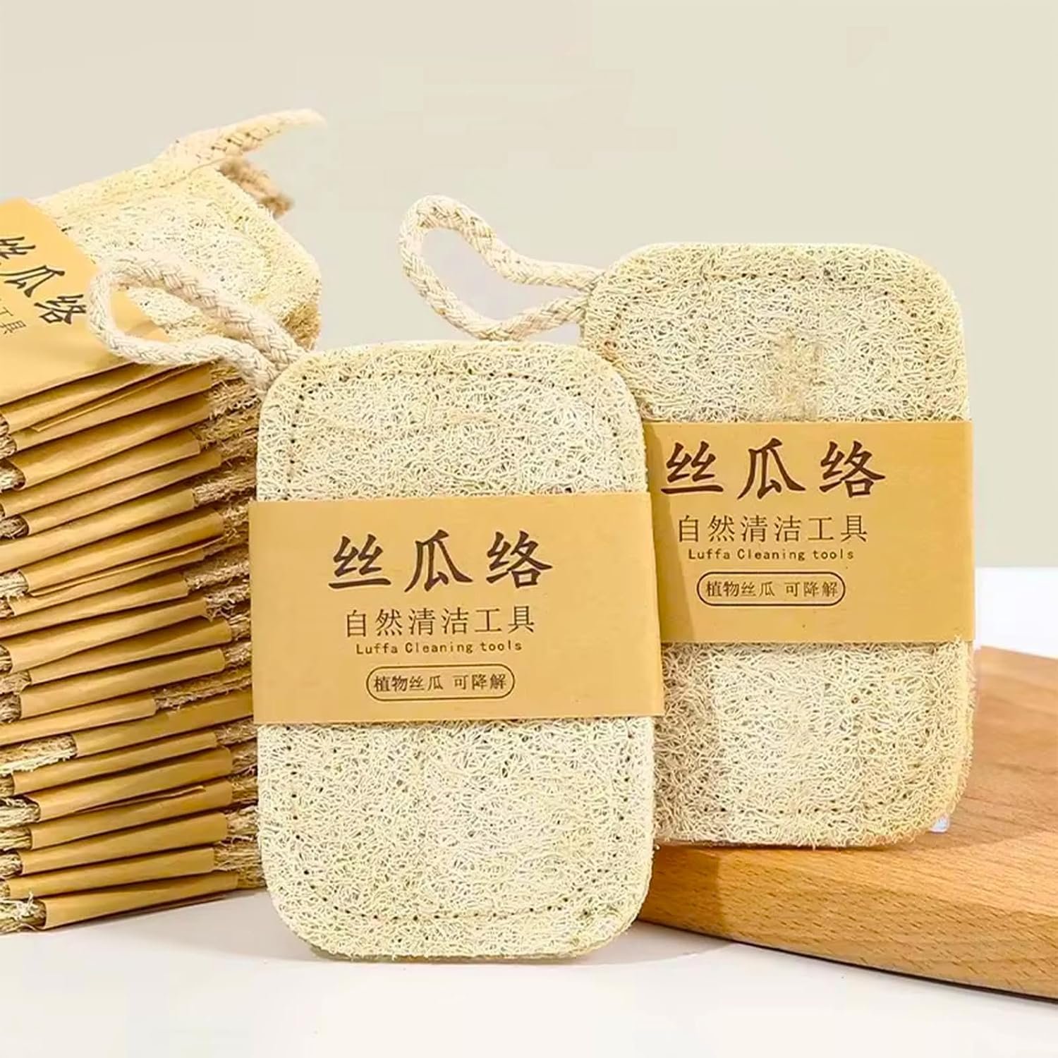 8 Pcs Natural Loofah Dishwashing Sponge Loofah Dish Towel Sponges with Hanging Loop for Kitchen Cleaning Dishes Natural Dish Scrubber