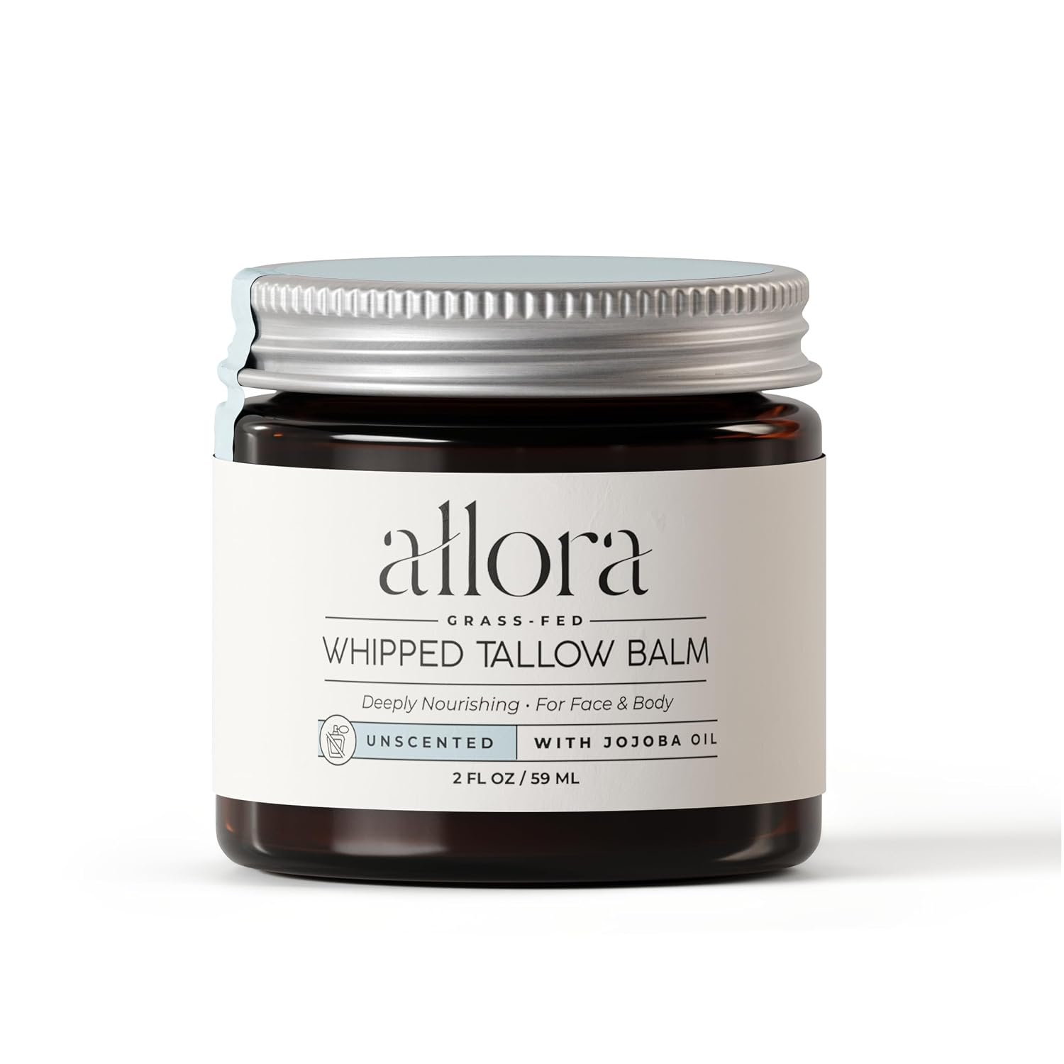 100% Grass Fed Beef Tallow for Skin – Whipped Tallow Balm with Jojoba Oil for Dry & Sensitive Skin, 2oz (Unscented)