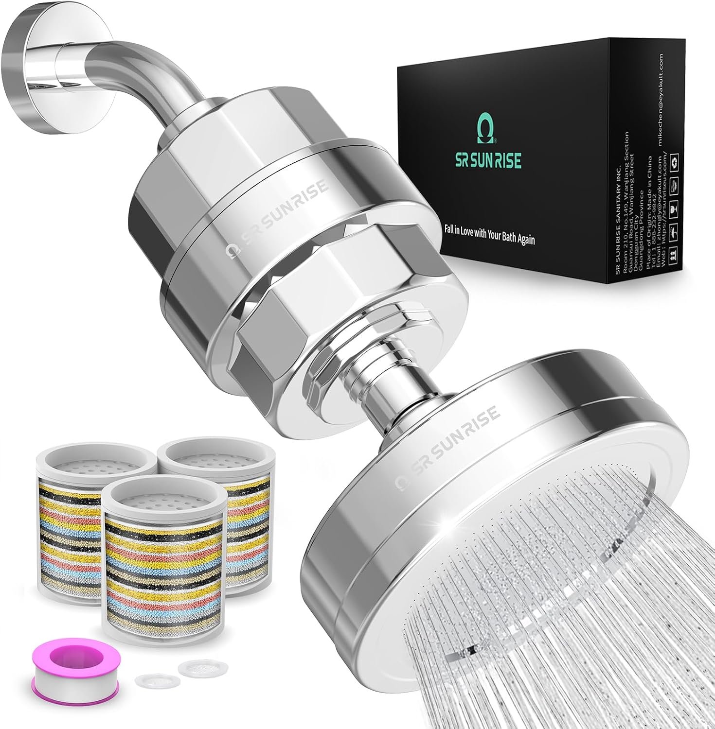 SR SUN RISE 20+3 Stage Filtered Shower Head for Hard Water, 4.7-Inch Chrome