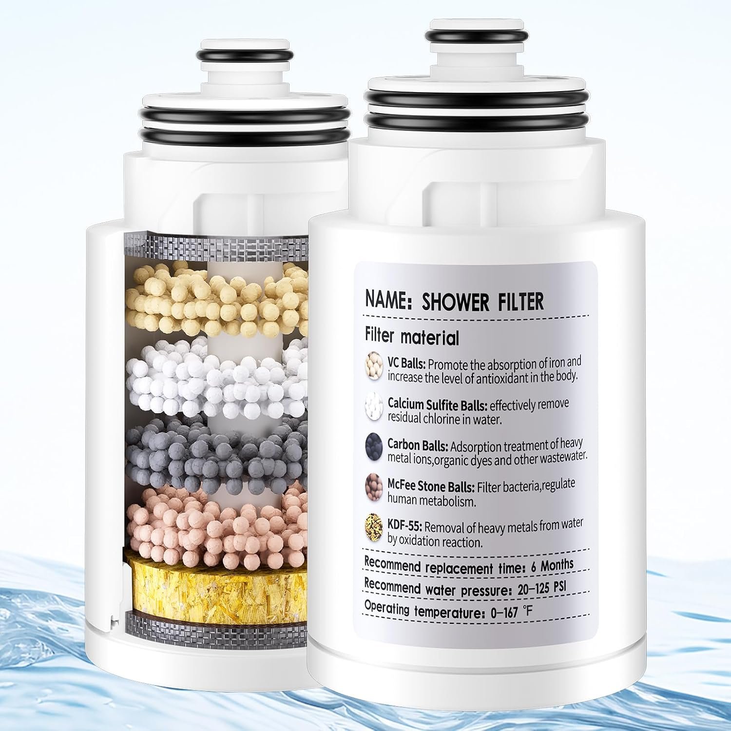 SINGSUO 2-Pack KDF Shower Head Filter Replacement Cartridge