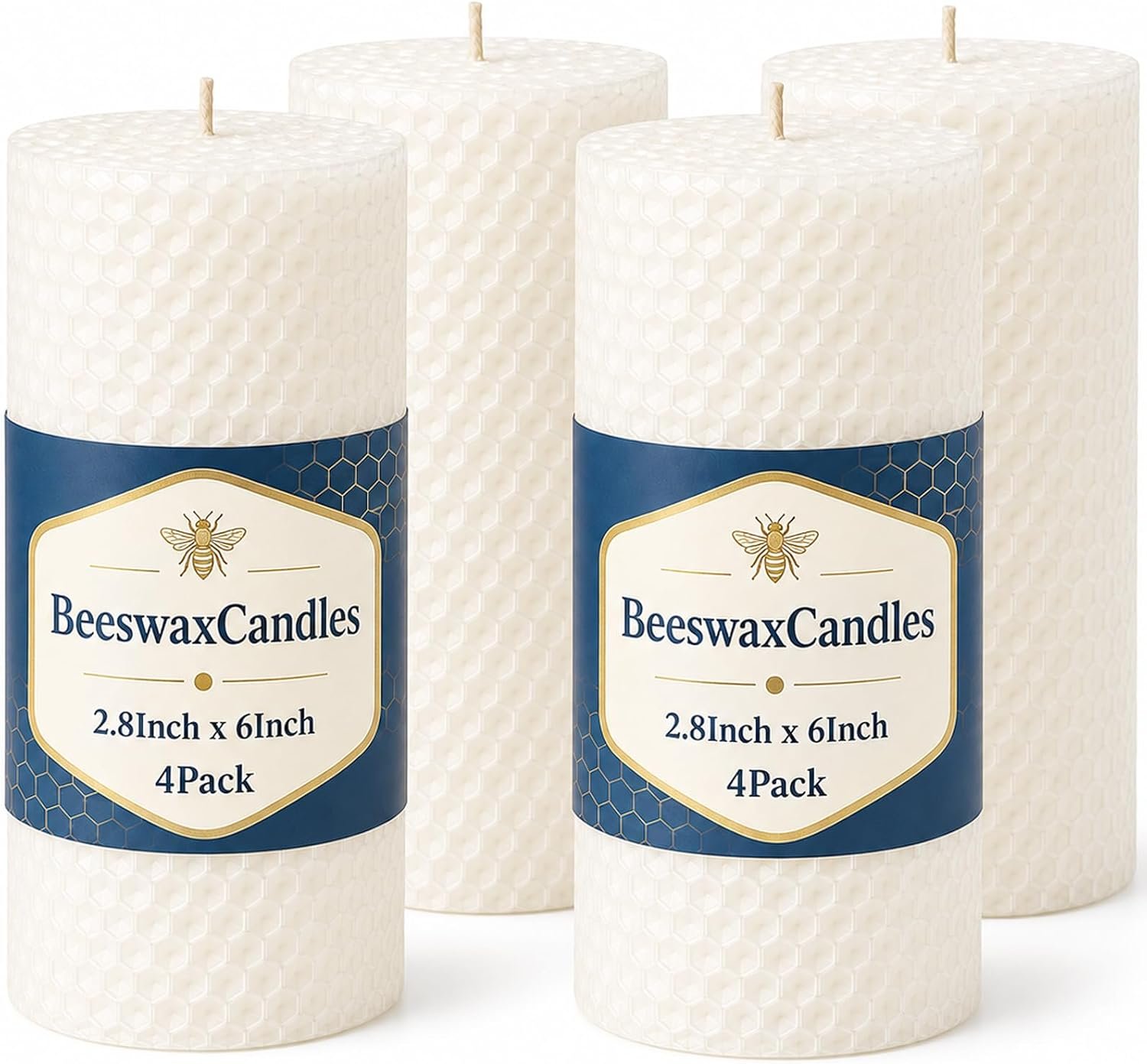 Beeswax Pillar Candles, 4 Pack 2.8×6 Inch Non Toxic Bees Wax Candle