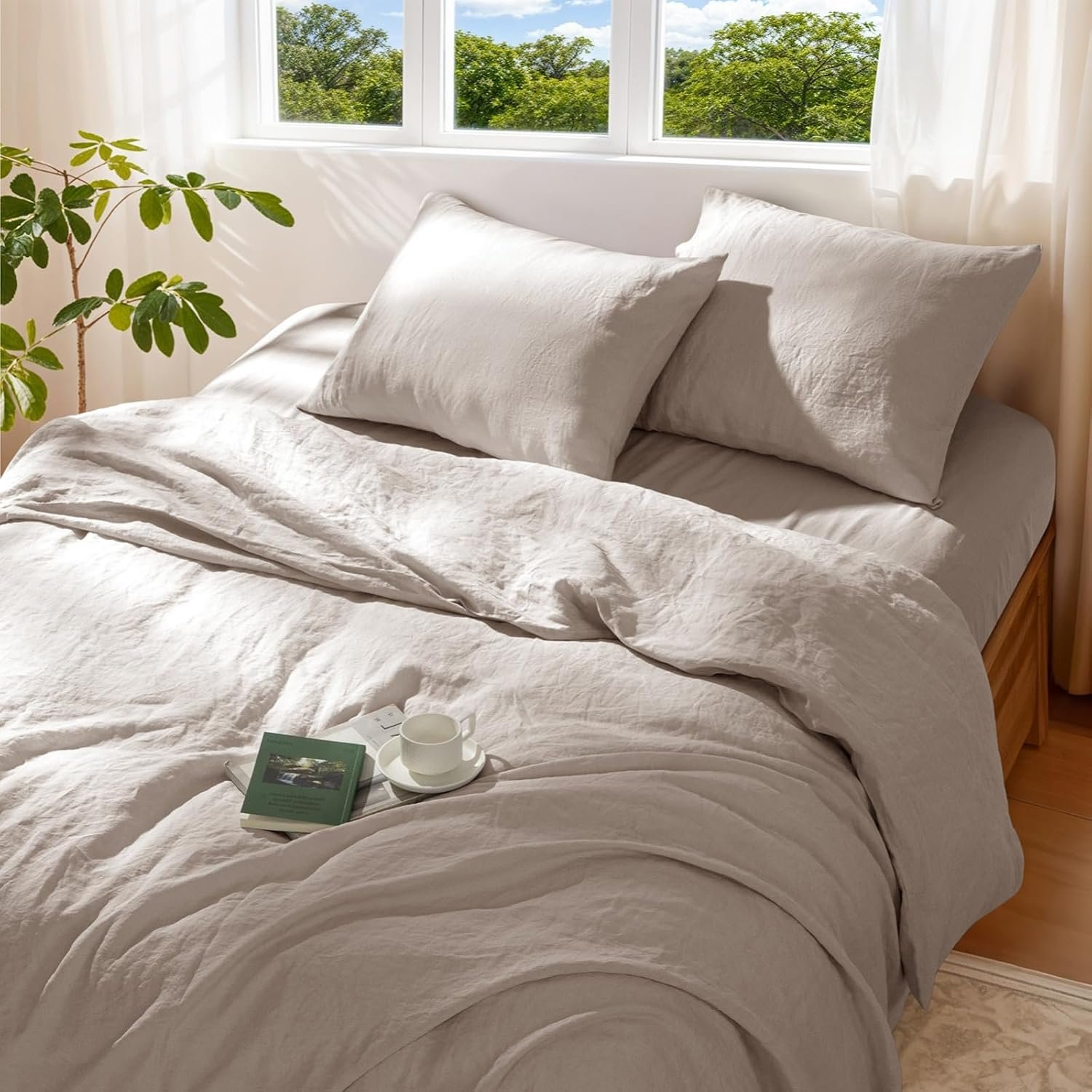 100% Pure Linen Duvet Cover Set 3 Pcs Soft Comforter Cover Sets King Size