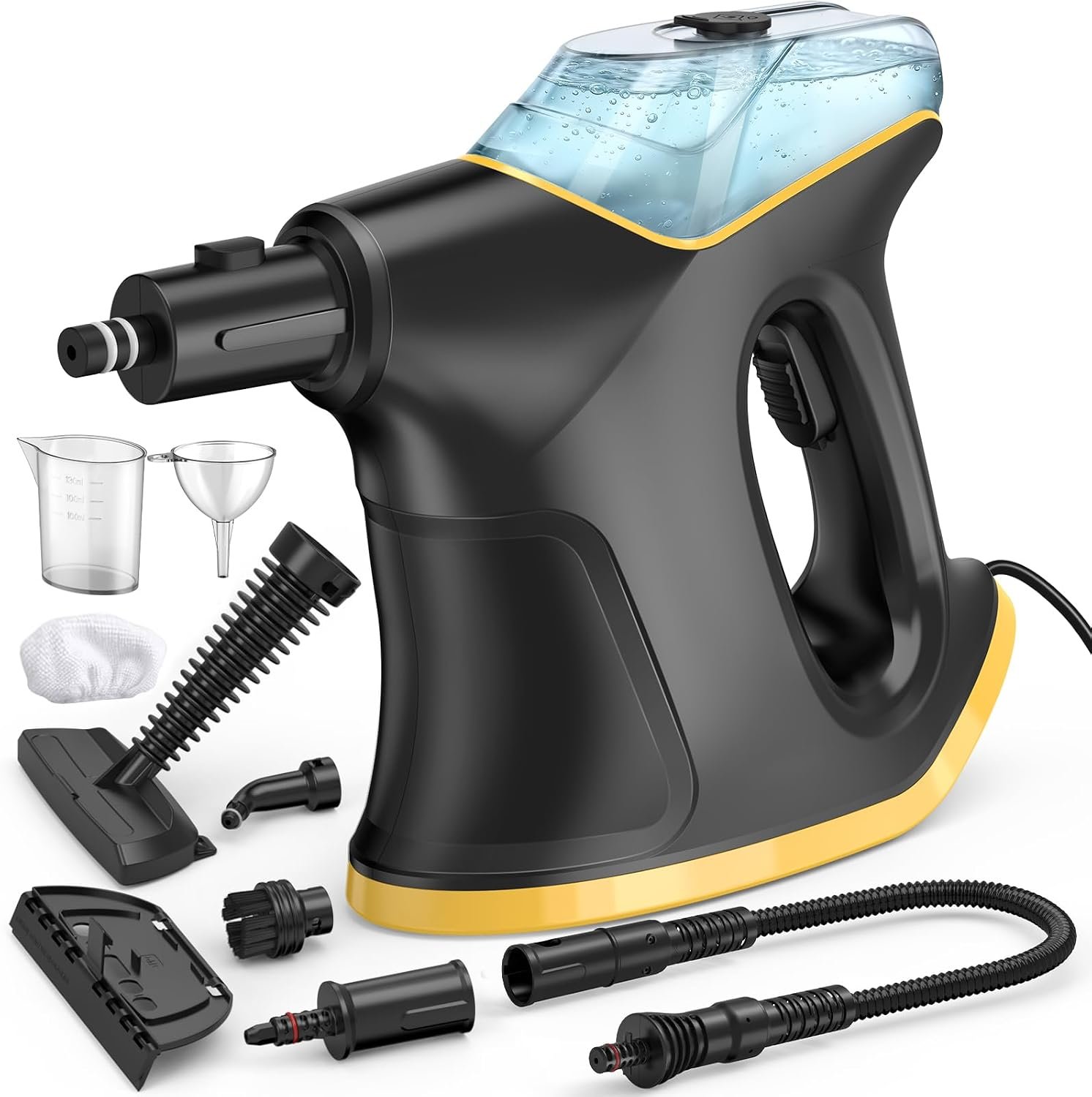 Handheld Steamers for Cleaning, 1300W High Pressure Steam Cleaner for Home and Car, 10s Fast Heat-up, Multi-Purpose Steamer with 9pcs Accessories for Grout, Tile, Couch, Kitchen (Black)